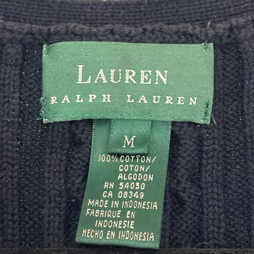 Ralph Lauren Navy Cable Knit Short Sleeve Cardigan - Picture 3 of 6